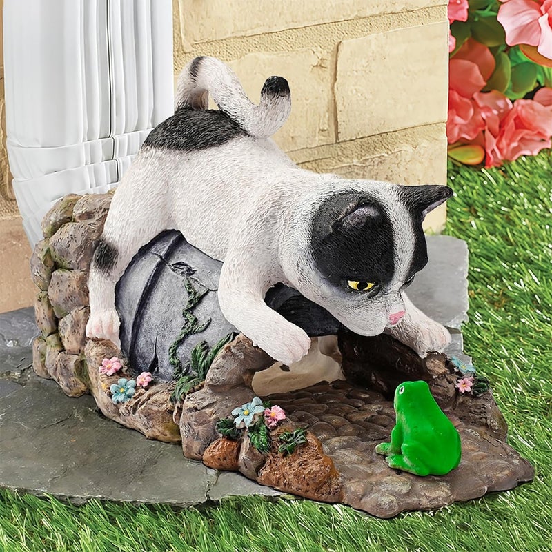 Euiroet Cat Gutter Downspout Extender Statue, Outdoor Decor Sculpture Ornament, Decorative Gutter Extension, Splash Block, Downspout Diverter, Eco-Friendly Resin, Perfect for 3"x4" Downspouts - Image 1